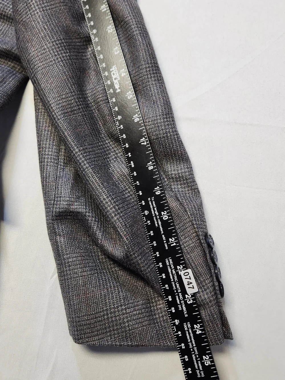 Joseph & Feiss International Sport Coat Blazer 44 Short 44S Silk Wool Plaid Gray